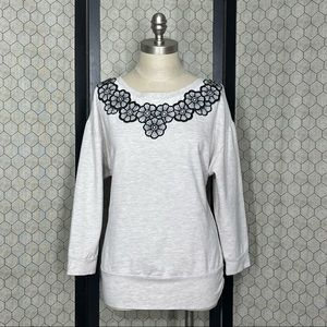 Anthropologie Saturday Sunday Floral Appliqué Sweatshirt